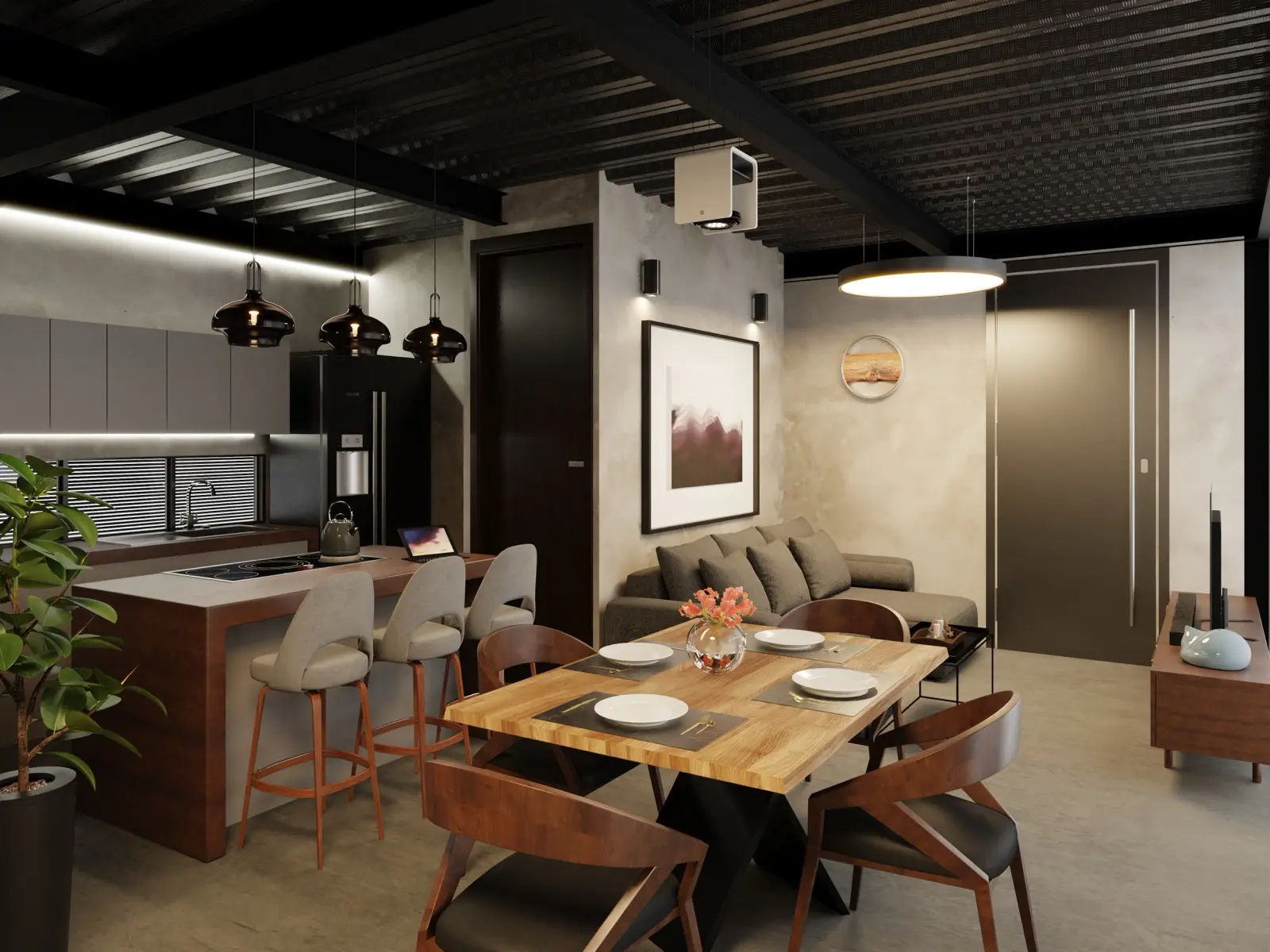 Interior del área social del Modelo Acero