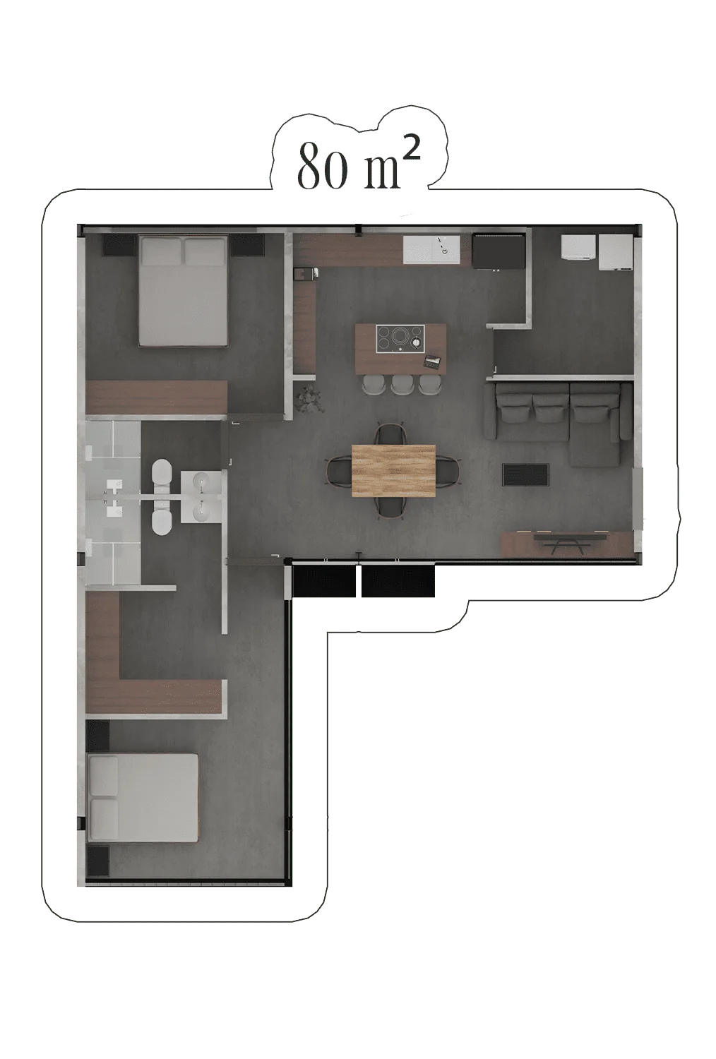 Plano del Modelo Acero de 80 m²