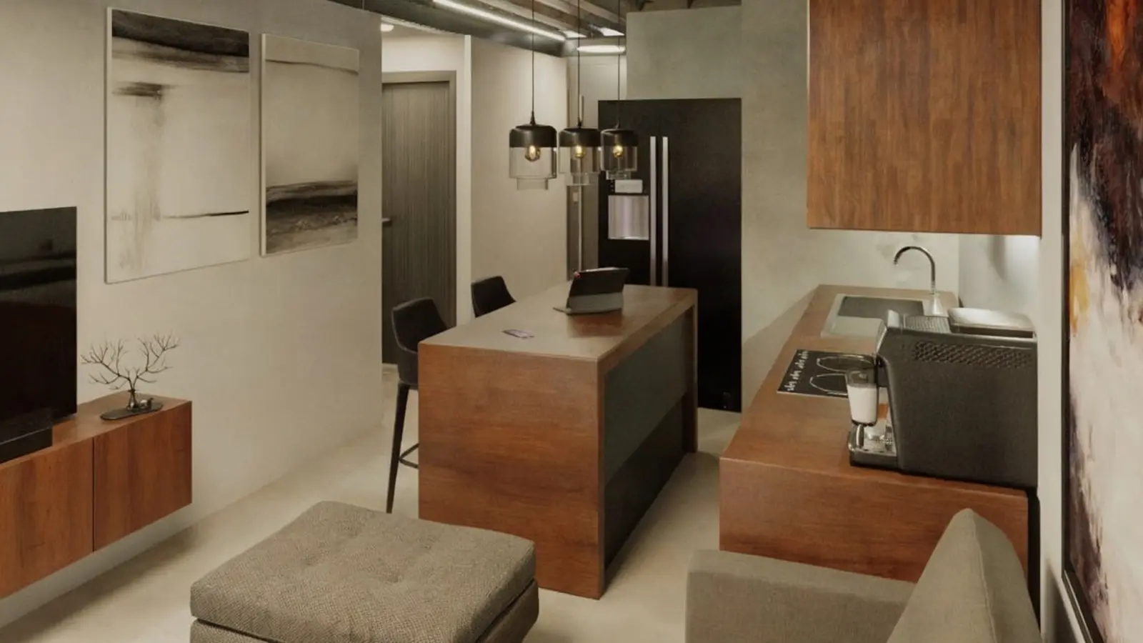 Render del cuarto de lavado del Modelo Cristal B